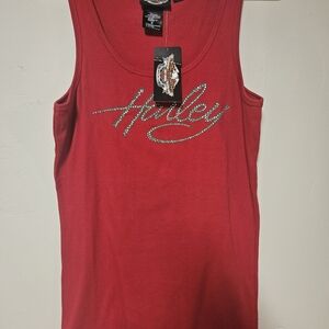 Harley-Davidson Red Tank Top with Embellished Logo